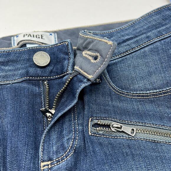Paige Jane" Zip Women's Zip Ankle Crop Skinny Medium Wash Denim Jeans Size 26 - Picture 16 of 16